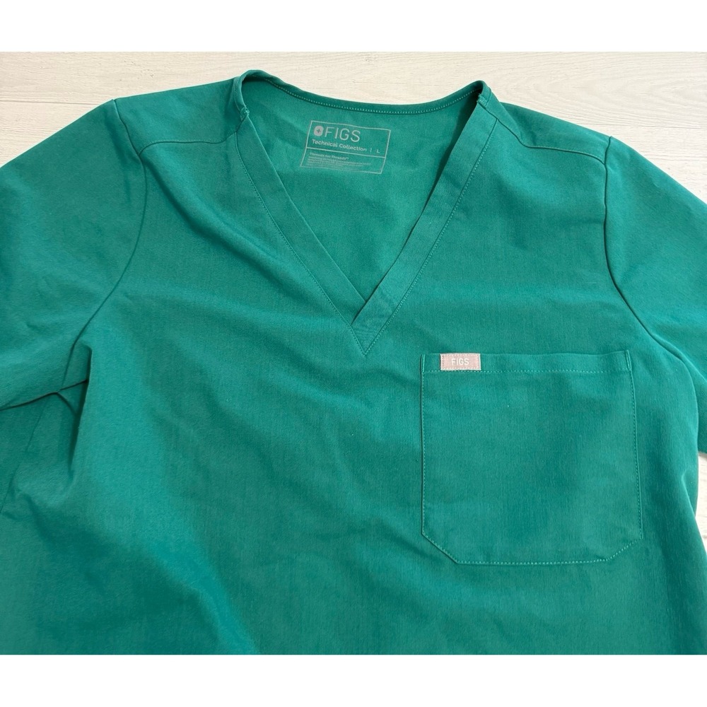 FIGS Catarina one pocket scrub top teal green womens large - Picture 3 of 7